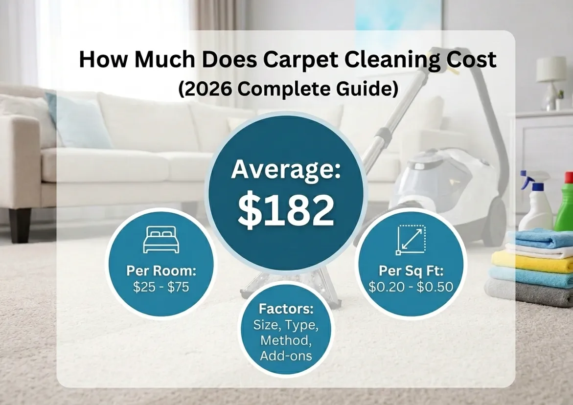 Professional carpet cleaning service showing average carpet cleaning cost per room in 2026