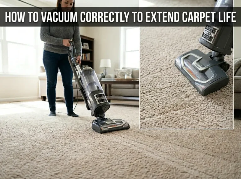 Infographic illustrating carpet warranty compliance and how proper vacuuming protects your investment.