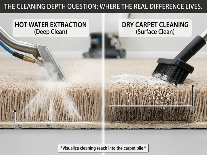Hot Water Extraction vs. Dry Carpet Cleaning: Which Is Better? 5 Professional dry carpet cleaning method using low moisture technology
