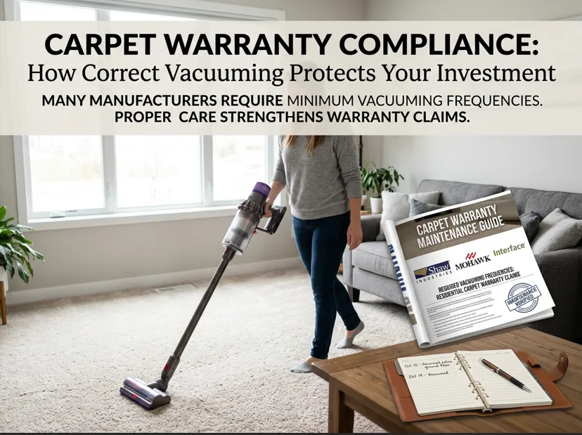 Header image: ‘How to Vacuum Correctly to Extend Carpet Life’ title for a carpet care guide.