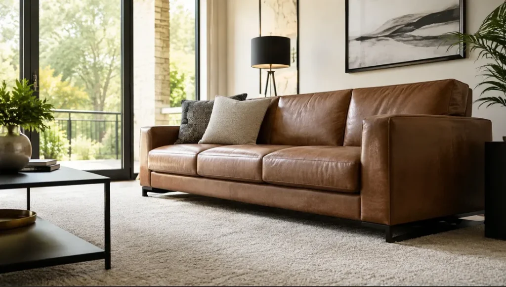 leather sofa on carpet, carpet and leather cleaning, moisture damage leather sofa, carpet maintenance, leather furniture care
