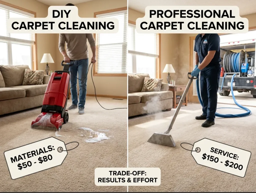 Carpet cleaning price guide showing per room and whole house cleaning costs